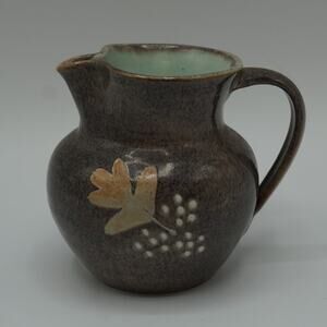 Glastonbury Abbey Pottery Creamer Pitcher Holy Thorn Tree Leaf Somerset England